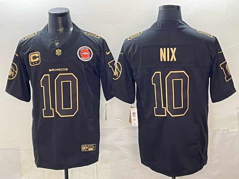 Men 2026 Denver Broncos #10 Nix black gold three generations Nike Limited NFL Jersey style 002